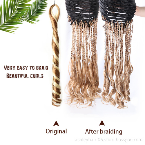Synthetic spiral curl braids 24" 100g for african hair attachments pony style color yaki spiral curly braid wavy braiding hair